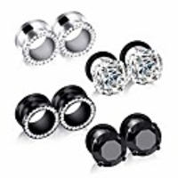 8pcs stainless steel zircon ear tunnels amp; single row gem tunnels piercing 16mm