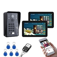 9 Inch 2 Monitors Wired / Wireless Wifi RFID Password Video Door Phone Doorbell Intercom System With IR-CUT 1000TVL Camera