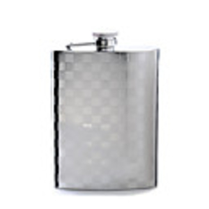 9 Oz hip Polished Stainless Steel Flask with Embossed pattern (Squares)