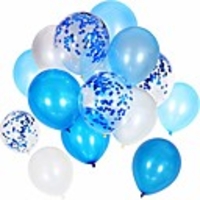 90 pieces 12 inch white blue balloons blue confetti balloons for birthday wedding holiday party supplies (white blue)