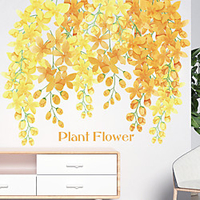 90x30cm Yellow Maple Leaf Plants Wall Stickers Bedroom Living Room Removable Pre-pasted PVC Home Decoration Wall Decal 2pcs miniinthebox