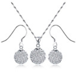 925 Fine Silver Crystal Ball Style Necklace and Earrings Suit