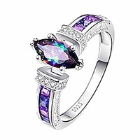 925 silver rings for women fashion gemstone shape jewelry mystic ladies ring luxurious dainty couple gift for women costume jewelry (9size)