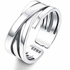 925 sterling silver adjustable vintage ring for women men white gold plated wrap wide statement ring open stackable thumb punk rings (silver)