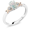 925 sterling silver and 10k rose gold ring white opal with diamond accent 0.63 cttw (size 5)