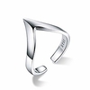 925 sterling silver chevro love ring adjustable v shape finger open band thumb rings for women