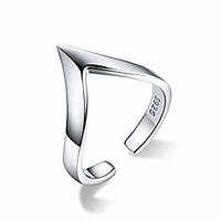 925 sterling silver chevro love ring adjustable v shape finger open band thumb rings for women