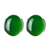 925 sterling silver cobble shape pure natural agate stone stud earring (25mm) (green)
