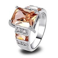 925 sterling silver created morganite filled wide band engagement ring size 7
