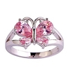 925 sterling silver created pink topaz filled butterfly ring size 7