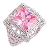 925 sterling silver created pink topaz filled filigree art deco statement ring size 6