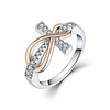 925 sterling silver cubic zirconia cross infinity ring, rose gold women