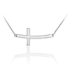 925 sterling silver curved pendant sideways cross necklace with 18 rolo chain