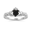 925 sterling silver faceted natural genuine blue sapphire claddagh heart promise ring size 9