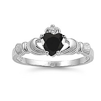 925 sterling silver faceted natural genuine blue sapphire claddagh heart promise ring size 9