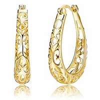 925 sterling silver filigree hoop earring for women girls gold plated gift for women