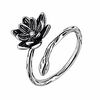 925 sterling silver flower adjustable rings for women teen girls/wrap open ring/opening ring fashion comfort fit (lotus)
