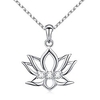 925 sterling silver inspirational om lotus flower pendant necklace gift for women girls, 18 inch