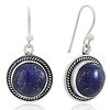 925 sterling silver natural brown tiger eye gemstone rope edge round dangle hook earrings 1.2