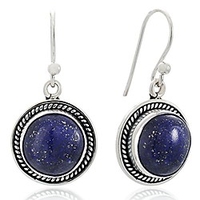 925 sterling silver natural brown tiger eye gemstone rope edge round dangle hook earrings 1.2
