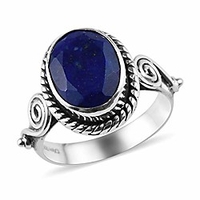 925 sterling silver oval lapis lazuli oxidized engagement ring for women handmade jewelry size 7 cttw 2