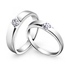 925 Sterling Silver Platinum Plated Couples Rings with Zirconia Decoration Set Of 2