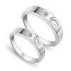 925 Sterling Silver Platinum Plated Couples Rings with Zirconia Decoration Set Of 2