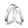 925 Sterling Silver Platinum Plated Couples Rings with Zirconia Decoration Set Of 2