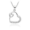 925 Sterling Silver Platinum Plated Heart Shaped Pendant with Shining Rhinestone