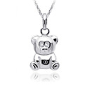 925 Sterling Silver Platinum Plated Little Bear Pattern Pendant