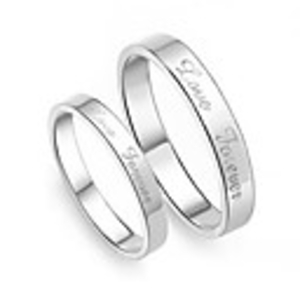 925 Sterling Silver Platinum Plated Love Foever Couples Rings Set Of 2