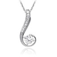 925 Sterling Silver Platinum Plated Pendant with Shining Rhinestone