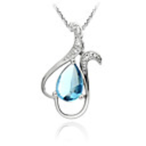 925 Sterling Silver Platinum Plated Pendant with Shining Rhinestone