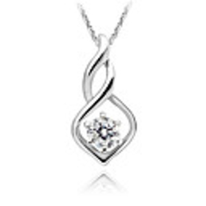 925 Sterling Silver Platinum Plated Pendant with Shining Rhinestone