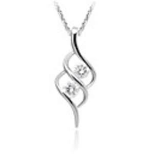 925 Sterling Silver Platinum Plated Pendant with Shining Rhinestone