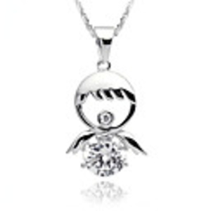 925 Sterling Silver Platinum Plated Pendant with Shining Rhinestone