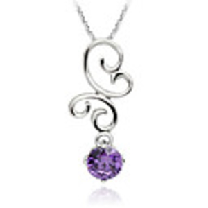 925 Sterling Silver Platinum Plated Pendant with Shining Rhinestone