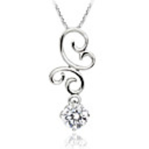 925 Sterling Silver Platinum Plated Pendant with Shining Rhinestone