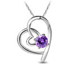925 Sterling Silver Platinum Plated Pendant with Shining Rhinestone