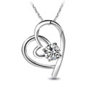 925 Sterling Silver Platinum Plated Pendant with Shining Rhinestone
