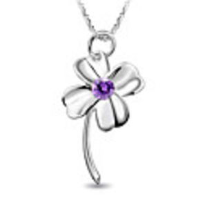 925 Sterling Silver Platinum Plated Pendant with Shining Rhinestone