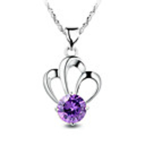 925 Sterling Silver Platinum Plated Pendant with Shining Rhinestone