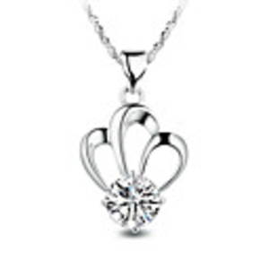 925 Sterling Silver Platinum Plated Pendant with Shining Rhinestone