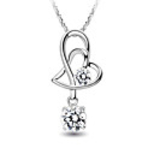 925 Sterling Silver Platinum Plated Pendant with Shining Rhinestone