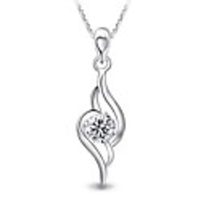 925 Sterling Silver Platinum Plated Pendant with Shining Rhinestone
