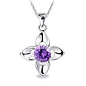 925 Sterling Silver Platinum Plated Pendant with Shining Rhinestone