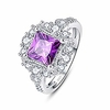 925 sterling silver princess cut simulated pink topaz halo promise ring for women size 6