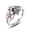 925 sterling silver rings pink white enamel cherry blossom flower ring for women anniversary ring size 6 7 8 9