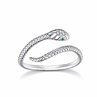925 sterling silver round dainty spirit snake adjustable statement ring for women girls men birthday christmas size 5-8
