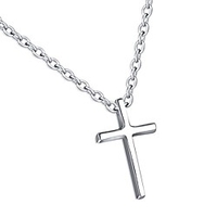 925 sterling silver simple cross pendant necklace,  rolo chain 161